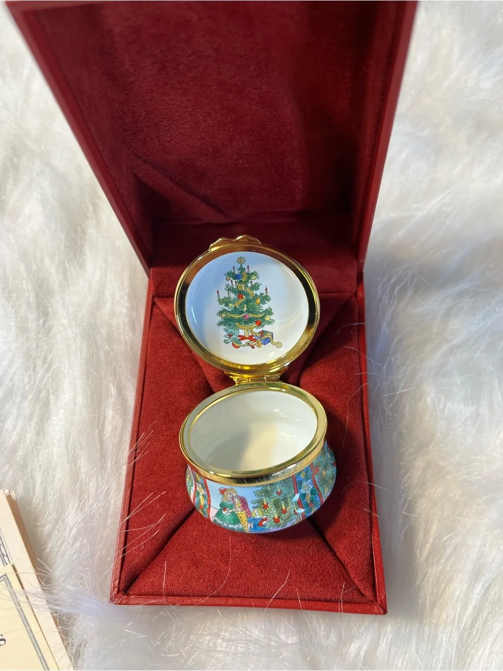 Halcyon Days Enamel Christmas 2006 Decorative Trinket Box - Red/Green